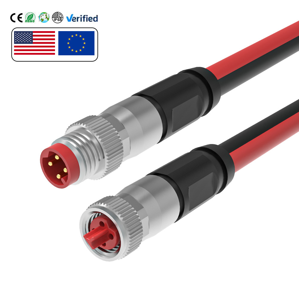 M8-P-4 core male and female plug cable